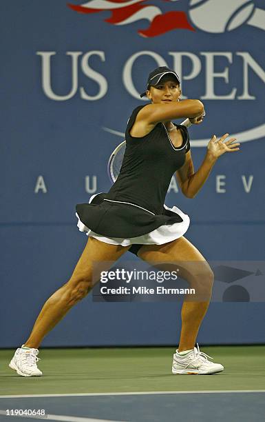 Tatiana Golovin during her quarterfinal match against Maria Sharapova at the 2006 US Open at the USTA Billie Jean King National Tennis Center in...