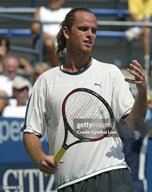 Xavier Malisse during his match against Brian Baker in the in the second round of the 2005 US Open at the USTA National Tennis Center in Flushing,...