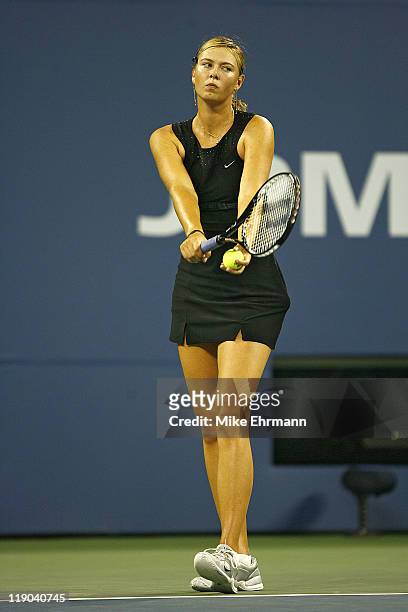 Maria Sharapova during her quarterfinal match against Tatiana Golovin at the 2006 US Open at the USTA Billie Jean King National Tennis Center in...
