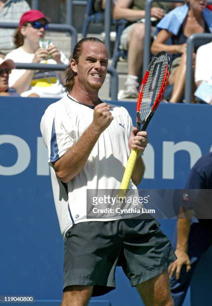 Xavier Malisse during his match against Brian Baker in the in the second round of the 2005 US Open at the USTA National Tennis Center in Flushing,...