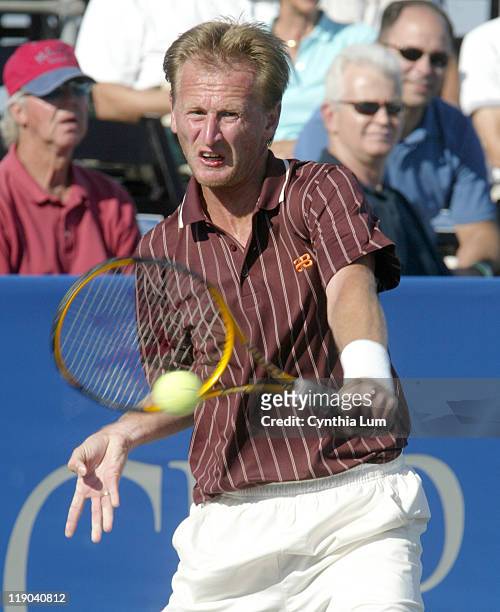 Petr Korda of the Czech Republic is defeated by Michael Chang of the USA 6-2, 6-4 in the first round of the Champions Cup Naples at the Players Club...