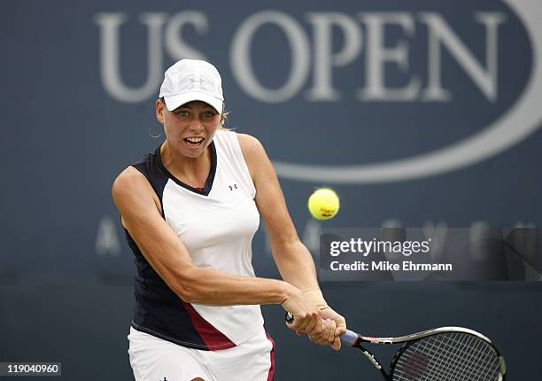 Vera Zvonareva during a first round match against Marta Domachowska at the 2006 US Open at the USTA National Tennis Center in Flushing Queens, NY on...