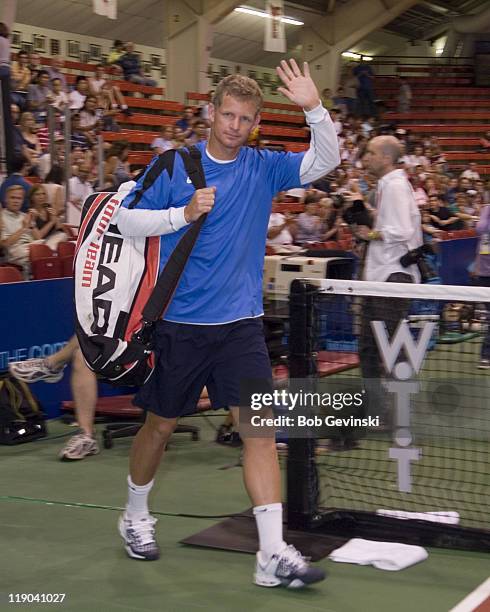 Mark Knowles being introduced during the WTT match between the Sacramento Capitals and Boston Lobsters, July 9, 2006 at Harvard's Bright Arena.