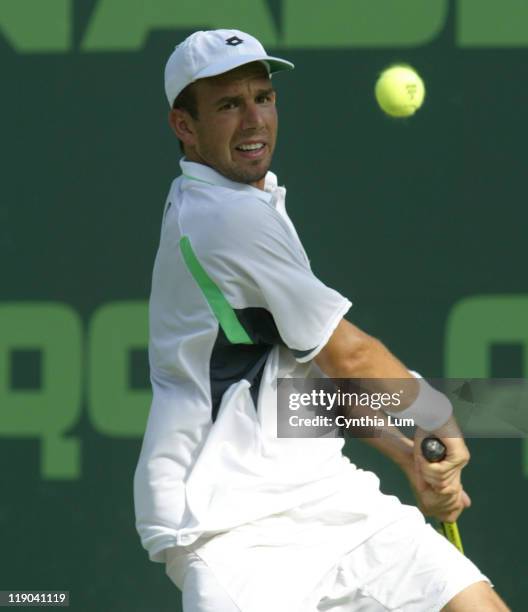 Dominik Hrbaty defeated by David Ferrer in the quarter-final match 6-2, 6-3 at the Nasdaq-100 Open, at Key Biscayne, Florida, on March 30, 2005.