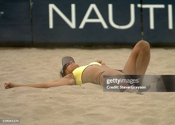 Holly McPeak in action during the Semi-Final round of the 2005 Huntington Beach Open at the Huntington Beach Pier August 14, 2005