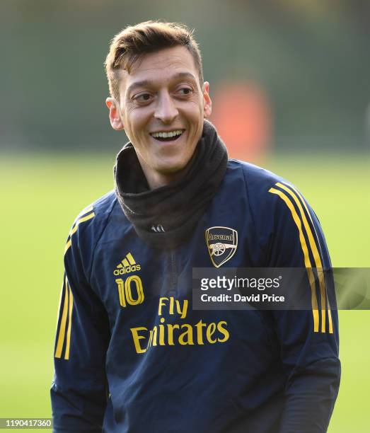 Mesut Ozil of Arsenal during Arsenal Training Session at London Colney on November 27, 2019 in St Albans, England.