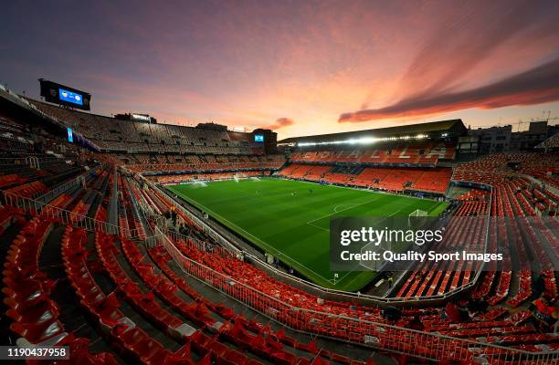 General view inside the stadium prior to the UEFA Champions League group H match between Valencia CF and Chelsea FC at Estadio Mestalla on November...