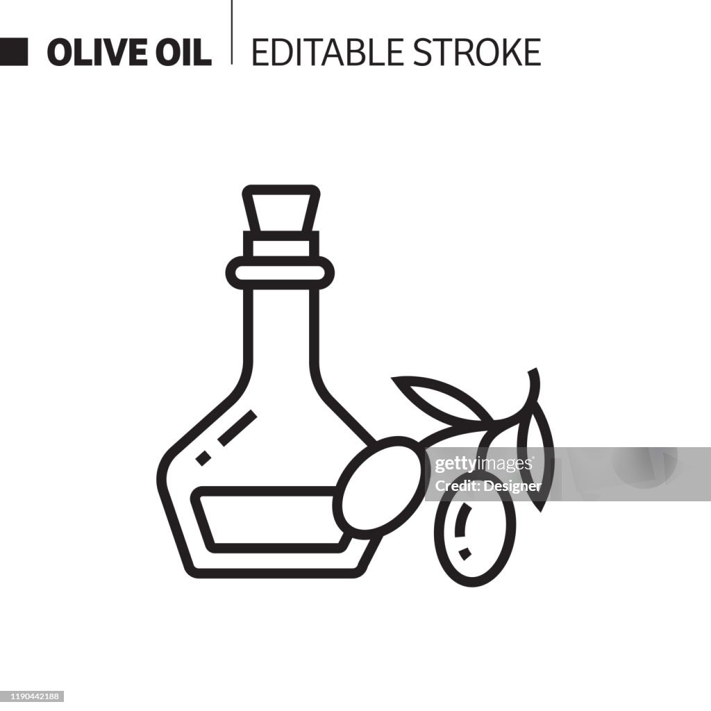 Olive Oil Line Icon, Outline Vector Symbol Illustration. Pixel Perfect, Editable Stroke.