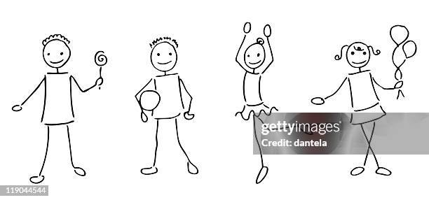 stick figure kids - boy dancing stock illustrations