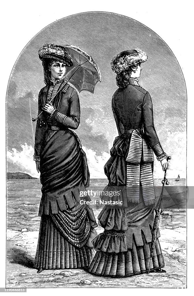 Victoriaanse mode vrouw met paraplu