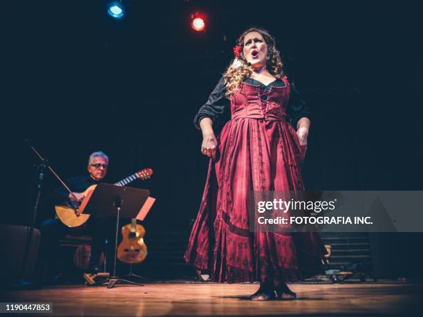 opera singer performing on the stage - cantor de ópera imagens e fotografias de stock