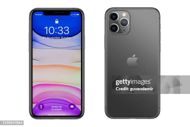 apple iphone 11 pro gray smartphone - phone lock stock pictures, royalty-free photos & images