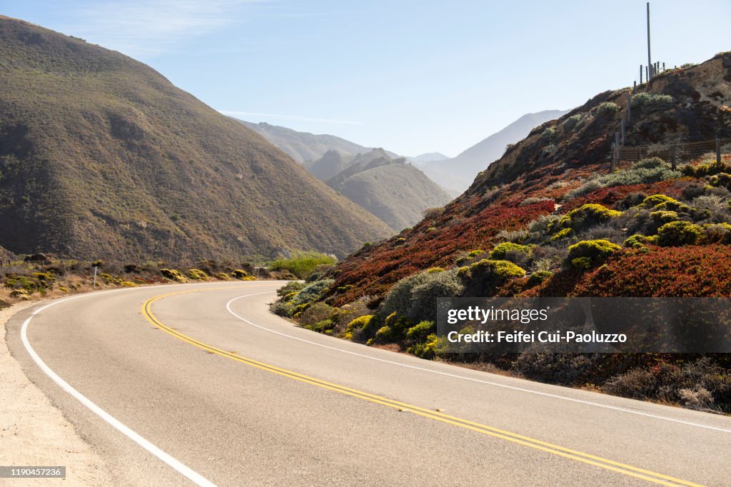 Winding road of Pfeiffer Big Sur State Park, California, USA