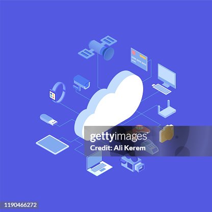等距向量圖中的雲計算概念 等距向量圖中的雲計算概念