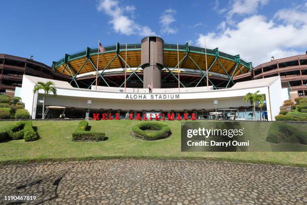 The entrance to Aloha Stadium before the Hawaii bowl on December 24, 2019 in Honolulu, Hawaii.