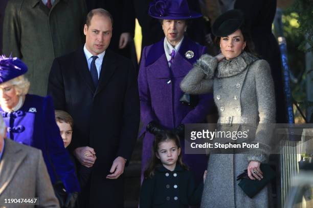 Prince William, Duke of Cambridge, Prince George, Princess Charlotte and Catherine, Duchess of Cambridge attend the Christmas Day Church service at...