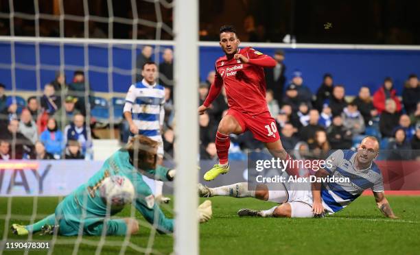 João Carvalho of Nottingham Forest scores his team's third goal during the Sky Bet Championship match between Queens Park Rangers and Nottingham...