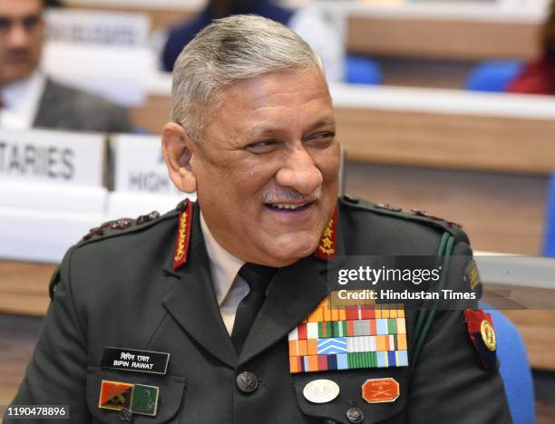 Chief of Army Staff of the Indian Army General Bipin Rawat during Prime Minister Narendra Modis launch of the Atal Bhujal Yojana and Atal Tunnel...