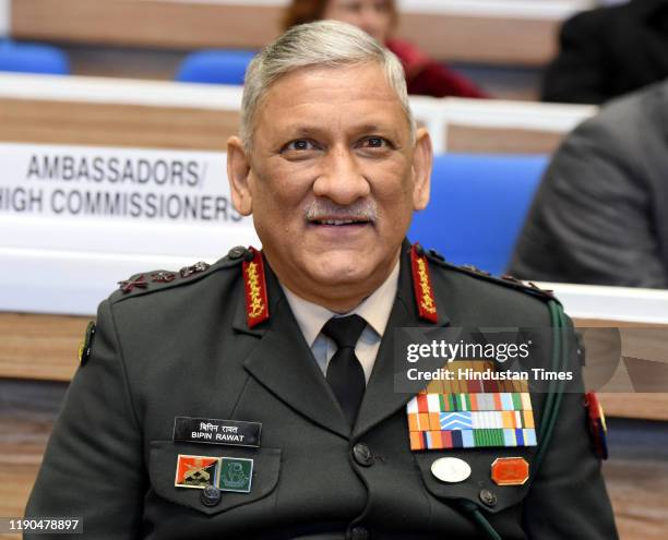 Chief of Army Staff of the Indian Army General Bipin Rawat during Prime Minister Narendra Modis launch of the Atal Bhujal Yojana and Atal Tunnel...