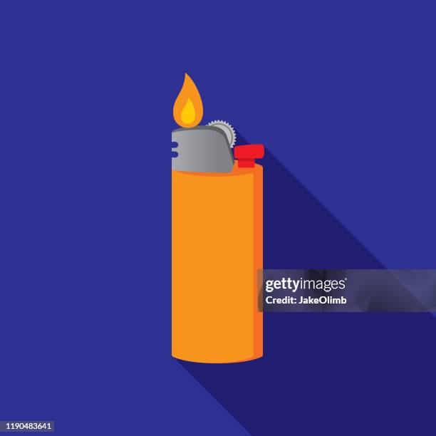 lighter icon flat - cigarette lighter stock illustrations