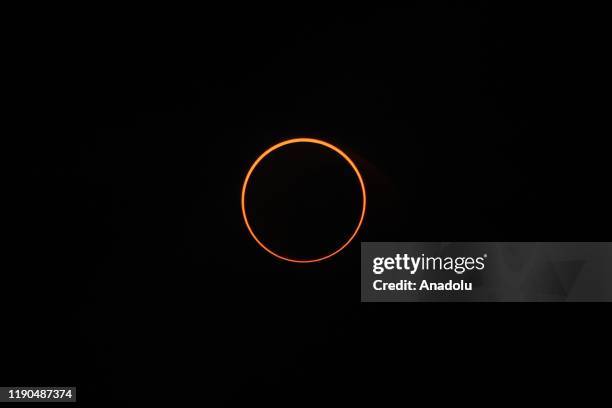 Solar eclipse is visible from district Simeulue, Aceh, Indonesia on December 26, 2019. The so-called ring of fire is seen from 25 districts and...