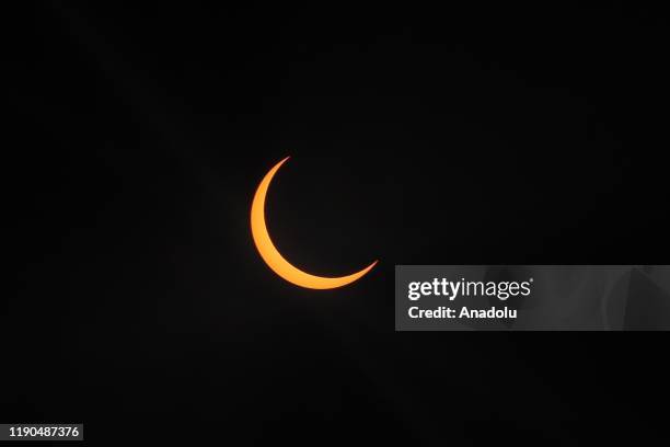 Solar eclipse is visible from district Simeulue, Aceh, Indonesia on December 26, 2019. The so-called ring of fire is seen from 25 districts and...