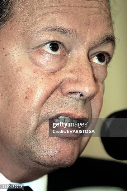 Brazilian Minister of the INterior Pedro Malan is seen during a press conference in Brasilia, Brazil 14 May 2002. El ministro de Hacienda de Brasil,...