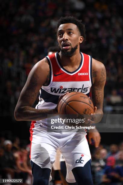 Jordan McRae of the Washington Wizards shoots free throws against the Detroit Pistons on December 26, 2019 at Little Caesars Arena in Detroit,...