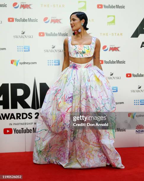 Halsey arrives for the 33rd Annual ARIA Awards 2019 at The Star on November 27, 2019 in Sydney, Australia.