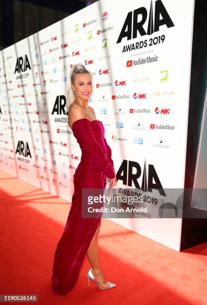 Liv Phyland arrives for the 33rd Annual ARIA Awards 2019 at The Star on November 27, 2019 in Sydney, Australia.