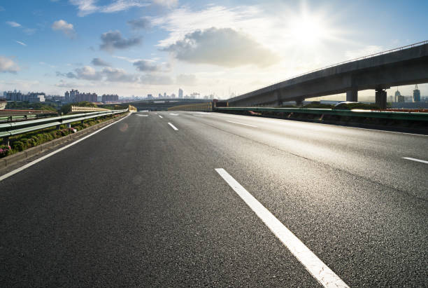 modern expressway viaduct in pudong,shanghai. - highway stock pictures, royalty-free photos & images