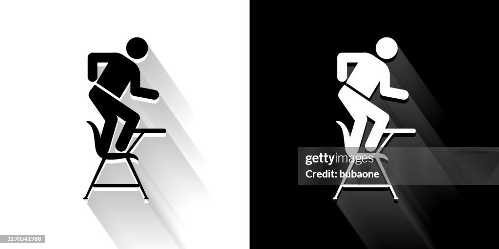 Misbehaving on School Desk Black and White Icon with Long Shadow