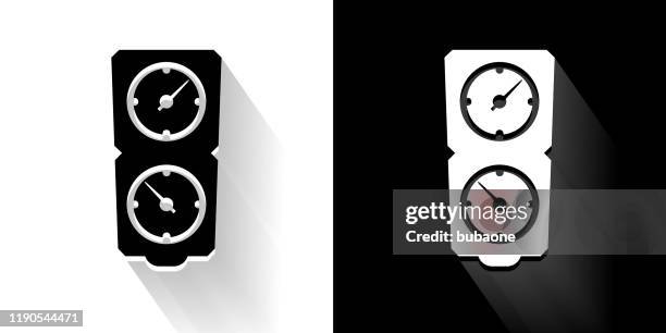 timers black and white icon with long shadow - multiple watches stock illustrations
