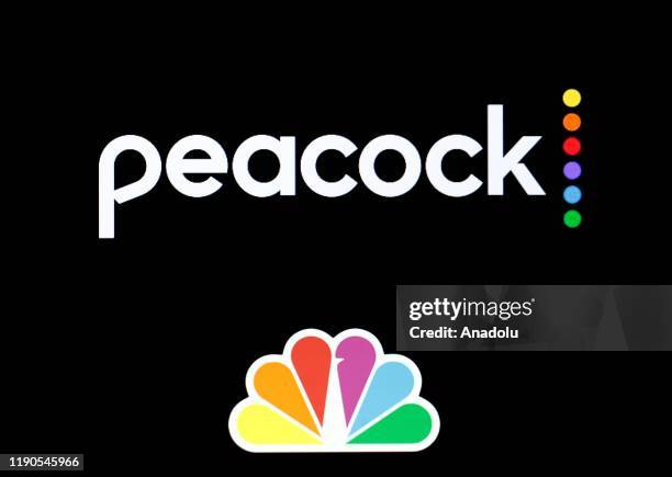 Logo of Peacock video streaming service is seen on December 26, 2019 in Ankara, Turkey.