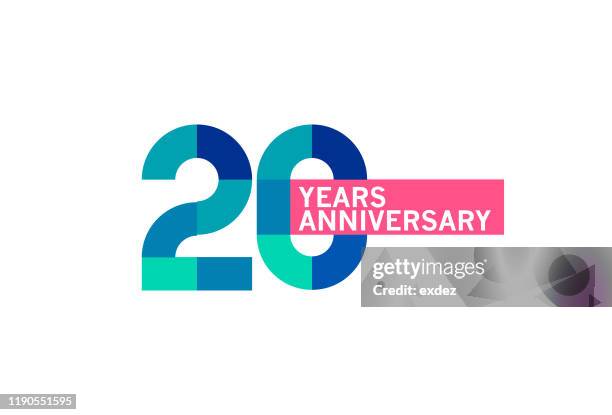 stockillustraties, clipart, cartoons en iconen met 20-jarig jubileum - 20th anniversary celebration