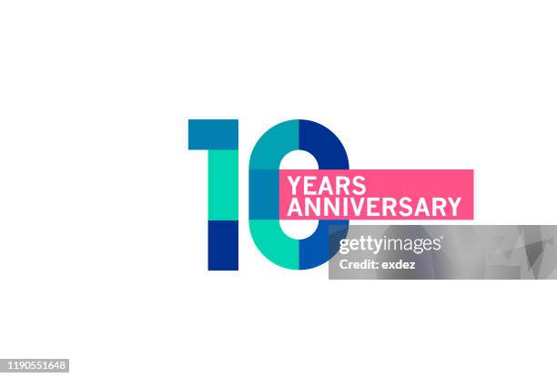 stockillustraties, clipart, cartoons en iconen met 10 jarig jubileum - anniversary