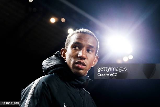 Anderson Talisca of Guangzhou Evergrande reacts prior to the 2019 Chinese Football Association Super League 29th round match between Hebei China...