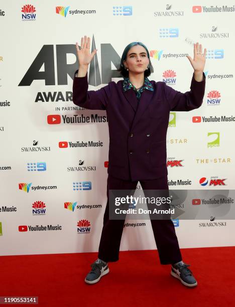 Stella Bennett arrives for the 33rd Annual ARIA Awards 2019 at The Star on November 27, 2019 in Sydney, Australia.