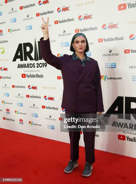 Stella Bennett arrives for the 33rd Annual ARIA Awards 2019 at The Star on November 27, 2019 in Sydney, Australia.