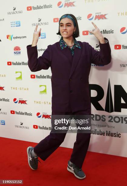 Stella Bennett arrives for the 33rd Annual ARIA Awards 2019 at The Star on November 27, 2019 in Sydney, Australia.