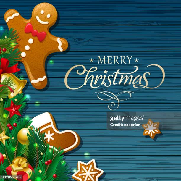 christmas ornaments & gingerbread man - christmas gingerbread man stock illustrations