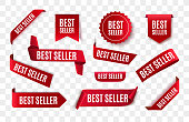 Best seller red ribbon isolated.