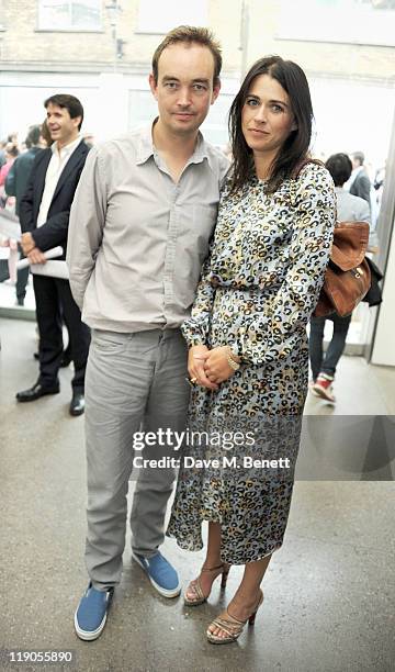 Tom Mullion and Emily Sheffield attend a private viewing of artists Jake and Dinos Chapman's new exhibit 'Jake or Dinos Chapman' at White Cube...