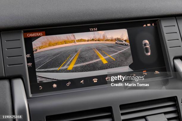 car rear view camera - looking from rear of vehicle point of view stock pictures, royalty-free photos & images