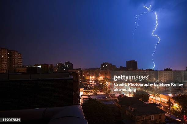 lightning in bronx, new york - bronx night stock pictures, royalty-free photos & images