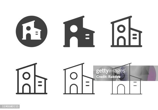 modern house icons - multi series - loft conversion build stock illustrations