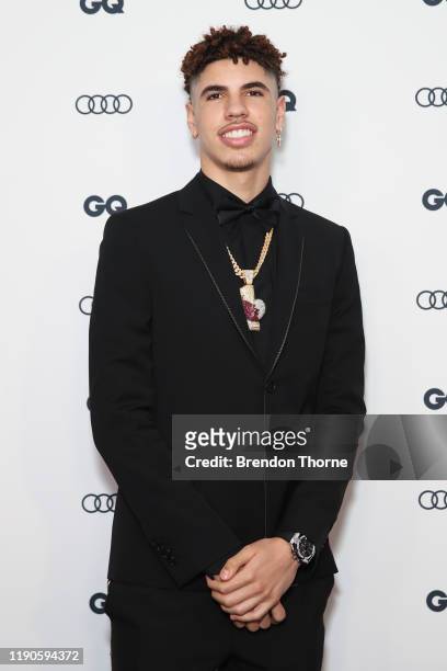 LaMelo Ball arrives at the GQ Men of The Year Awards 2019 on November 28, 2019 in Sydney, Australia.