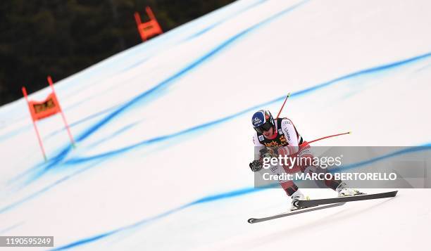 Austria's Matthias Mayer competes in the FIS Alpine Ski World Cup Men Downhill race on December 27, 2019 in Bormio, Italian Alps.