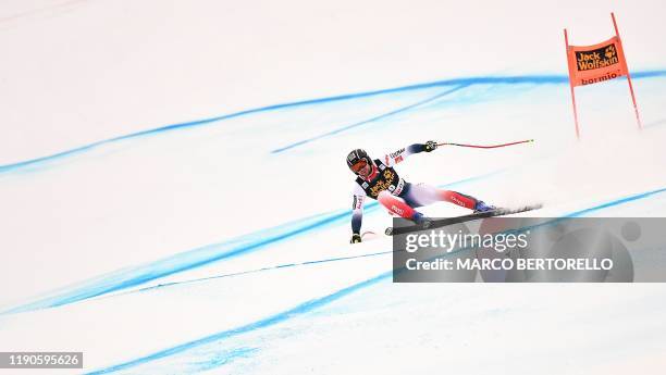 France's Matthieu Bailet competes in the FIS Alpine Ski World Cup Men Downhill race on December 27, 2019 in Bormio, Italian Alps.