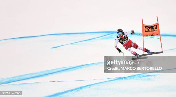 Austria's Christopher Neumayer competes in the FIS Alpine Ski World Cup Men Downhill race on December 27, 2019 in Bormio, Italian Alps.